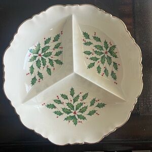 LENOX 9 Divided Server with Gold Trim 24K Trim Christmas